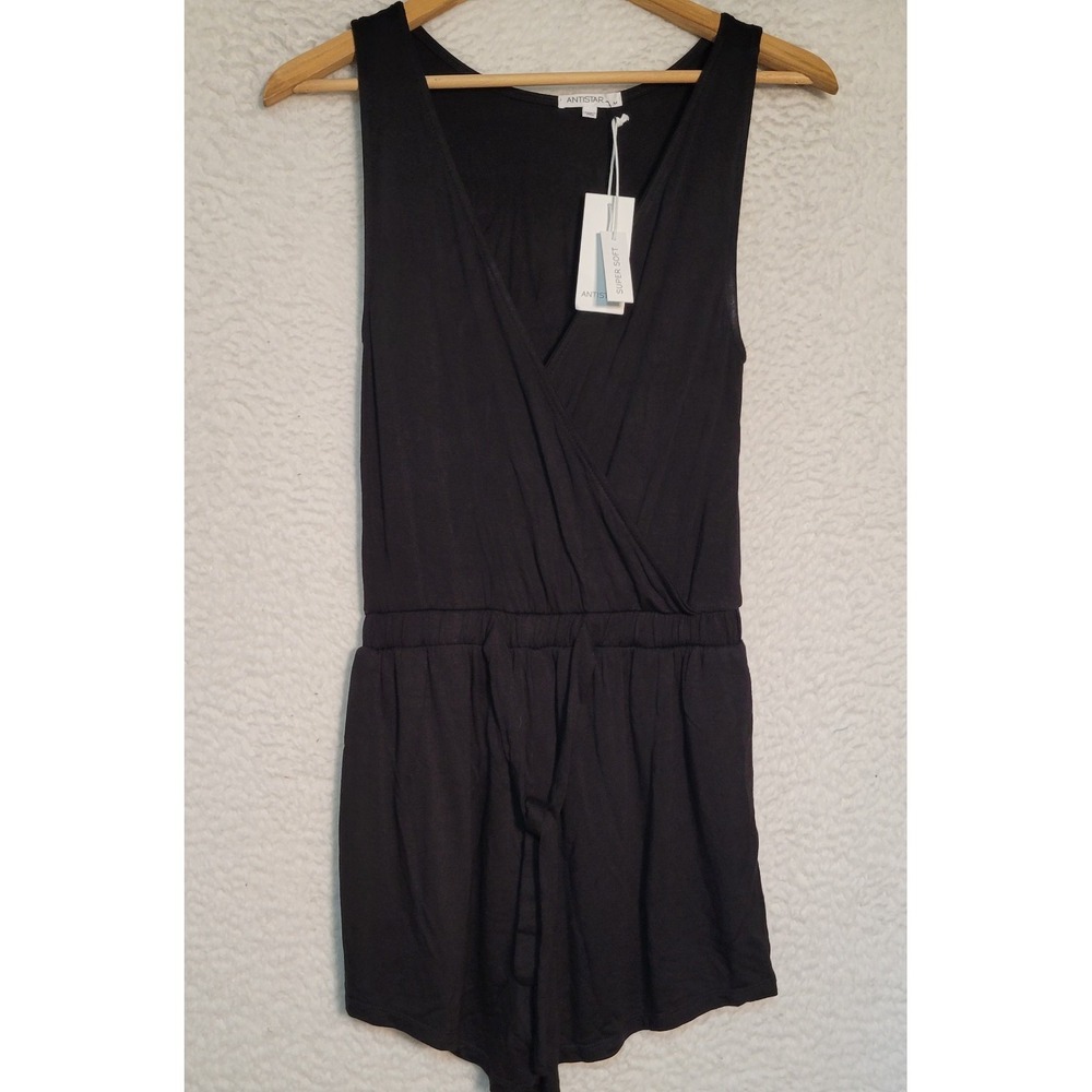 Antistar Women's Romper Size M Black Sleeveless NEW NWT Tie Waist 1776